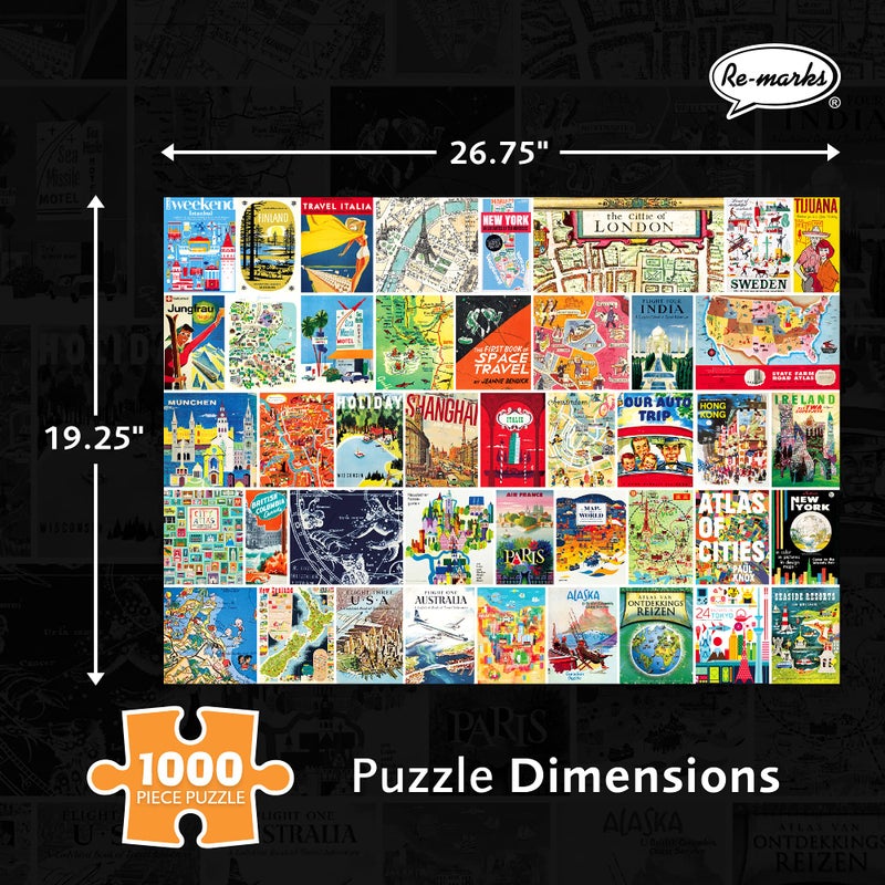Re-Marks Vintage Atlas Puzzle, 1000-Piece Puzzle for All Ages, Fun Jigsaw Puzzle - Image 3